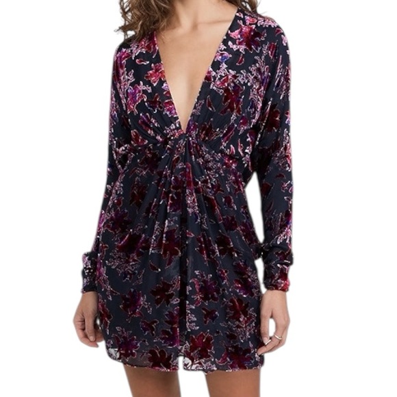 rag and bone Eloise Gathered Devoré-velvet Mini Dress Size 2 - Picture 1 of 13